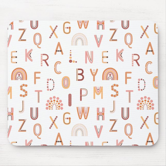 Fun Rainbow Alphabet Pattern Mouse Mat (Front)