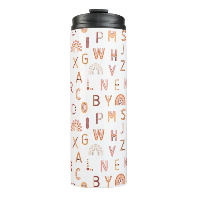 Fun Rainbow Alphabet Pattern Thermal Tumbler (Front)