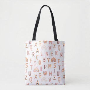 Fun Rainbow Alphabet Pattern Tote Bag