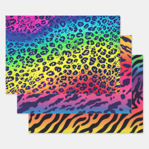 Fun Rainbow Animal Print Pattern Wrapping Paper Sheet