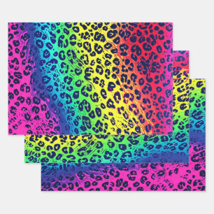 Fun Rainbow Animal Print Wrapping Paper Sheet