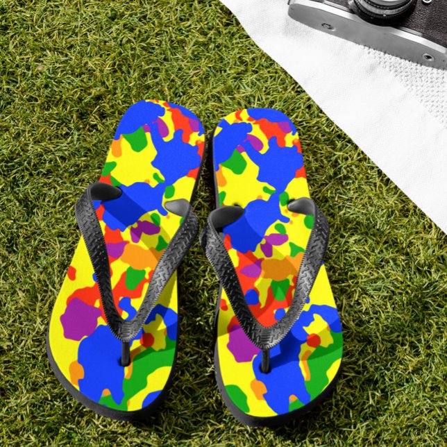 Fun Rainbow Camouflage Camo Flip Flops (Creator Uploaded)