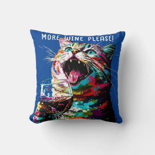 Fun Rainbow Cat and Wine Cushion