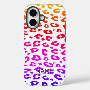 Fun rainbow color wild leopard print custom iPhone 16 case