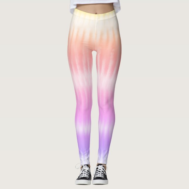 Fun Rainbow Coloured Tie Dye Leggings (Front)