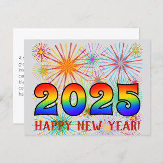 Fun, Rainbow Colours 2025 + "HAPPY NEW YEAR!" Postcard