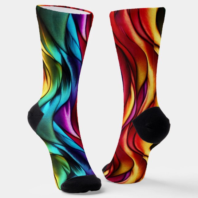 Fun Rainbow Fur Swirl Sustainable Socks (Angled)