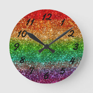 Fun Rainbow Glitter Wall Clock