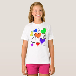 Fun Rainbow Hearts   T-Shirt