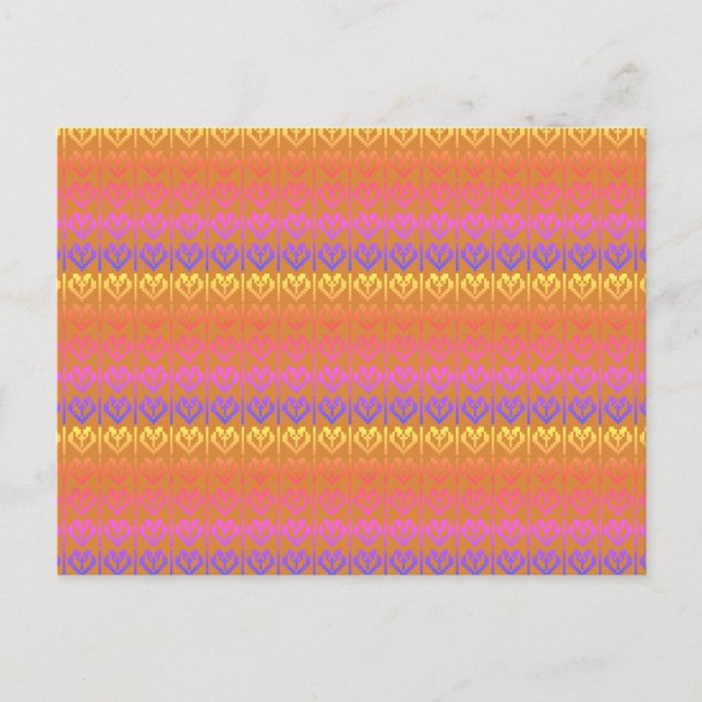 Fun rainbow Lithuanian folk art hearts pattern Postcard (Front)