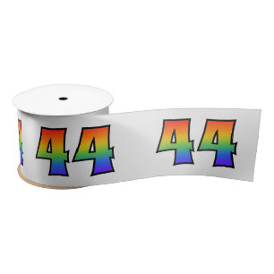Fun, Rainbow Pattern "44" Event Number (Grey) Satin Ribbon