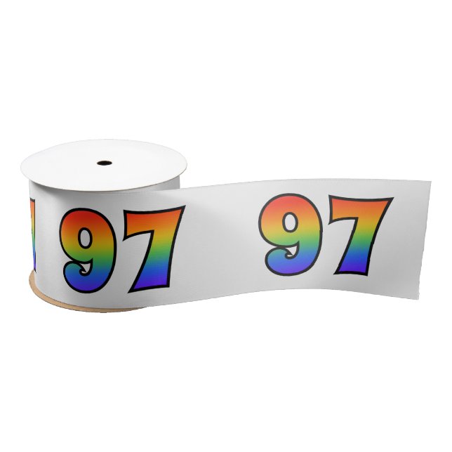 Fun, Rainbow Pattern "97" Event Number (Grey) Satin Ribbon (Spool)