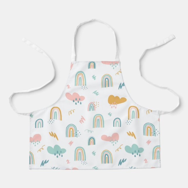 Fun Rainbow & Rain Cloud Pattern Apron (Front)