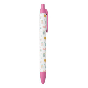 Fun Rainbow & Rain Cloud Pattern Black Ink Pen