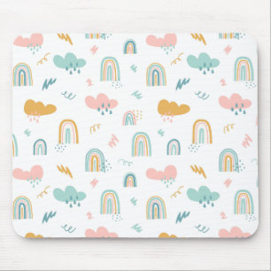 Fun Rainbow & Rain Cloud Pattern Mouse Mat