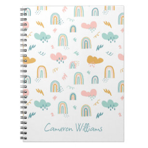 Fun Rainbow & Rain Cloud Pattern Notebook