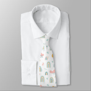 Fun Rainbow & Rain Cloud Pattern Tie
