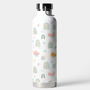 Fun Rainbow & Rain Cloud Pattern Water Bottle