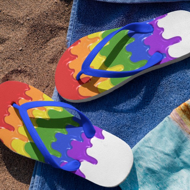 Fun Rainbow slime Paint Drips Flip Flops (Creator Uploaded)