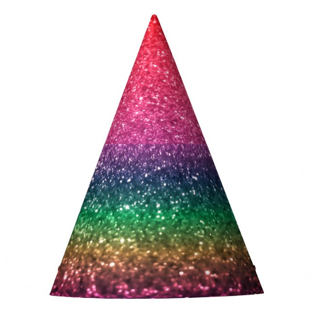 Fun Rainbow Sparkle Glitter  Party Hat (Front)