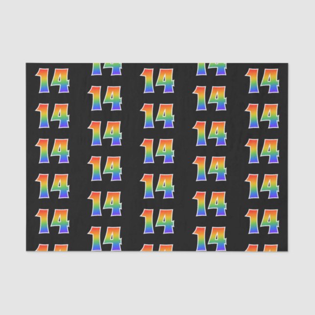 Fun Rainbow Spectrum Pattern "14" Event Number Tissue Paper (Front)