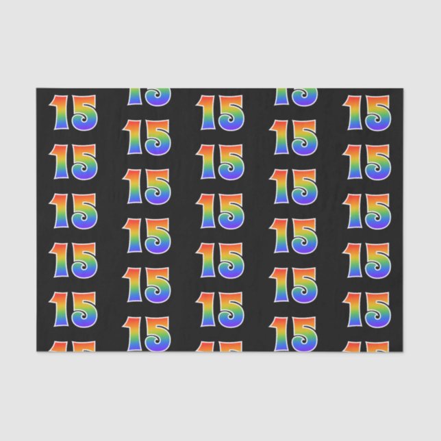 Fun Rainbow Spectrum Pattern "15" Event Number Tissue Paper (Front)