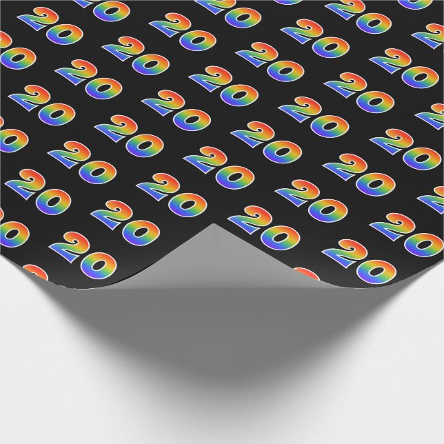 Fun Rainbow Spectrum Pattern "20" Event Number Wrapping Paper (Corner)