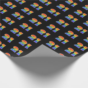 Fun Rainbow Spectrum Pattern "21" Event Number Wrapping Paper