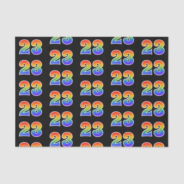 Fun Rainbow Spectrum Pattern "23" Event Number Tissue Paper (Front)