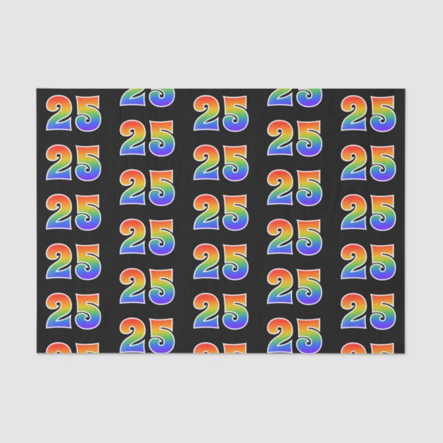 Fun Rainbow Spectrum Pattern "25" Event Number Tissue Paper (Front)