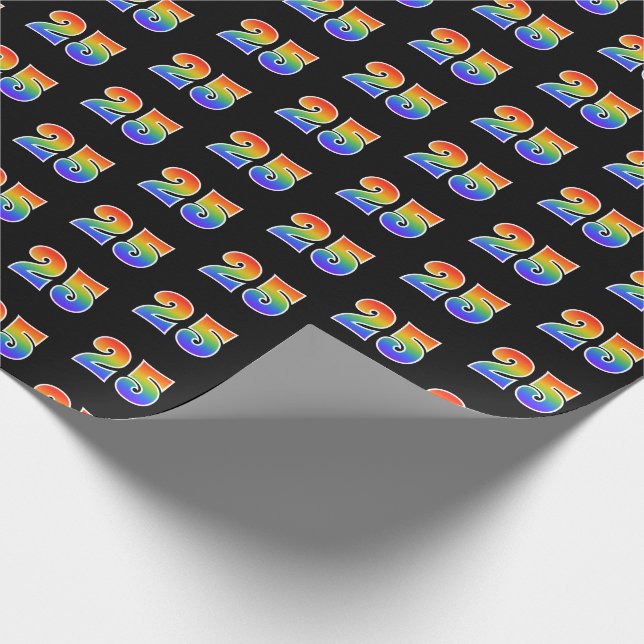 Fun Rainbow Spectrum Pattern "25" Event Number Wrapping Paper (Corner)