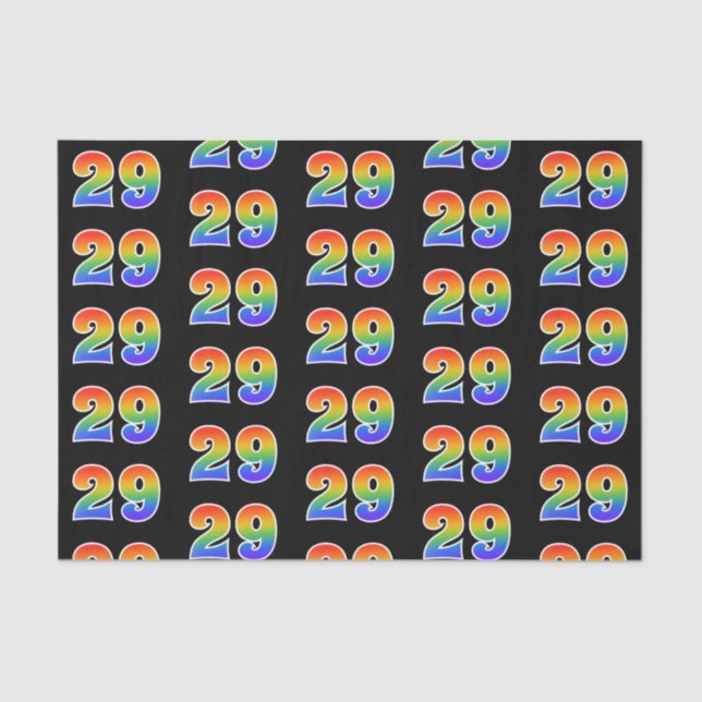 Fun Rainbow Spectrum Pattern "29" Event Number Tissue Paper (Front)
