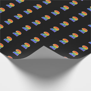 Fun Rainbow Spectrum Pattern "2" Event Number Wrapping Paper