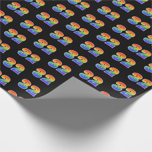 Fun Rainbow Spectrum Pattern "32" Event Number Wrapping Paper
