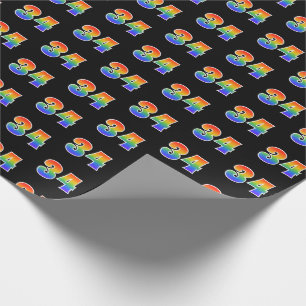 Fun Rainbow Spectrum Pattern "34" Event Number Wrapping Paper