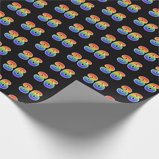 Fun Rainbow Spectrum Pattern "36" Event Number Wrapping Paper (Corner)