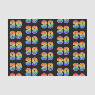 Fun Rainbow Spectrum Pattern "39" Event Number Tissue Paper
