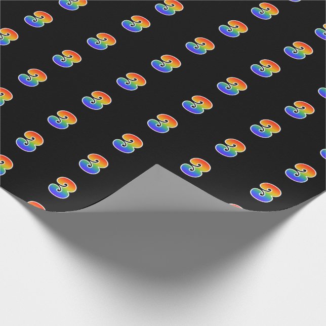 Fun Rainbow Spectrum Pattern "3" Event Number Wrapping Paper (Corner)