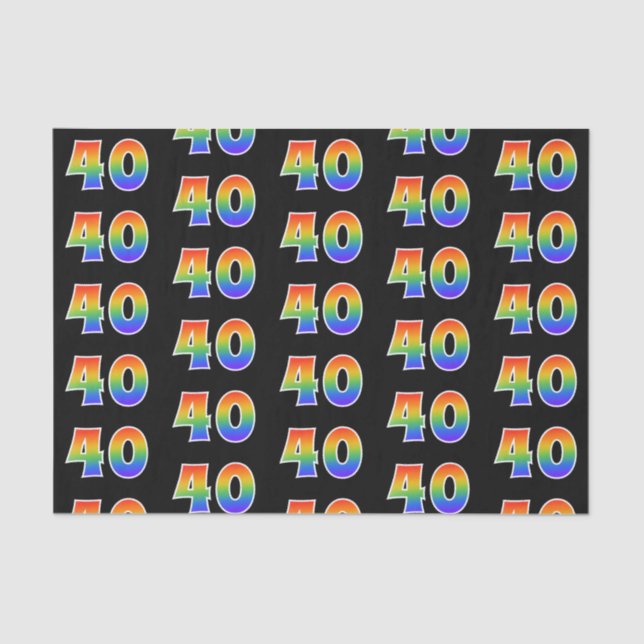 Fun Rainbow Spectrum Pattern "40" Event Number Tissue Paper (Front)