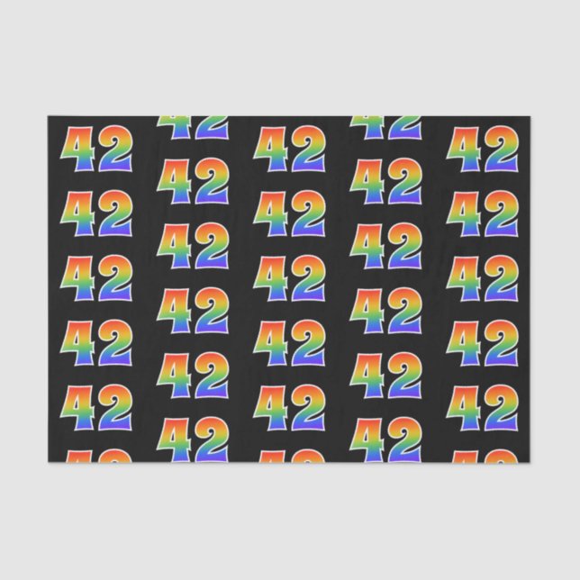 Fun Rainbow Spectrum Pattern "42" Event Number Tissue Paper (Front)