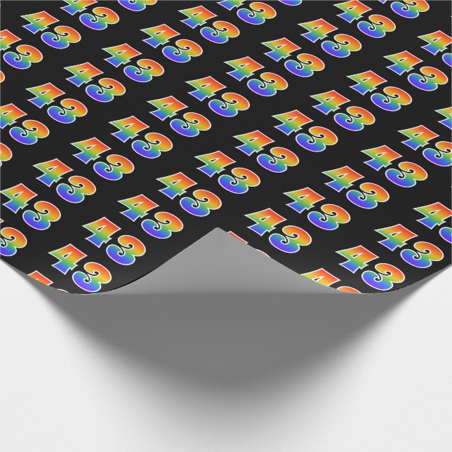 Fun Rainbow Spectrum Pattern "43" Event Number Wrapping Paper (Corner)