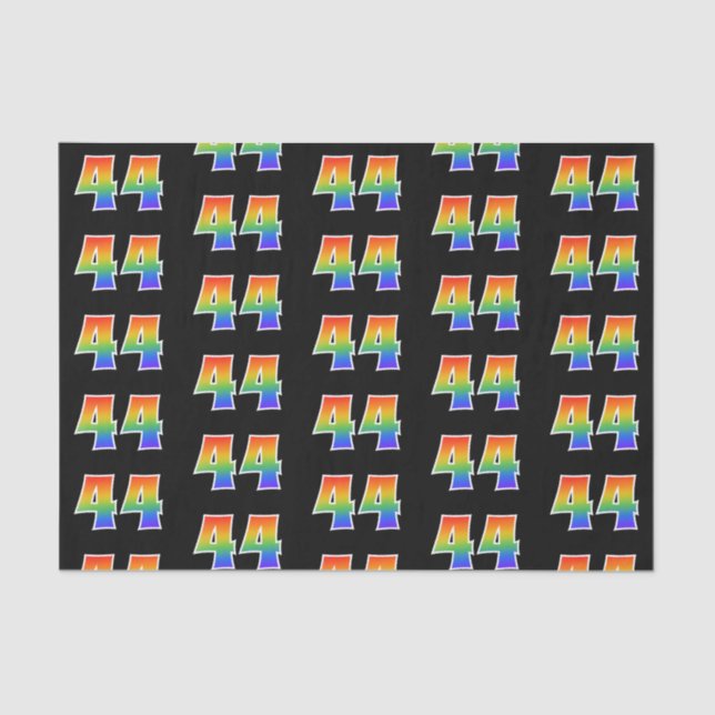 Fun Rainbow Spectrum Pattern "44" Event Number Tissue Paper (Front)