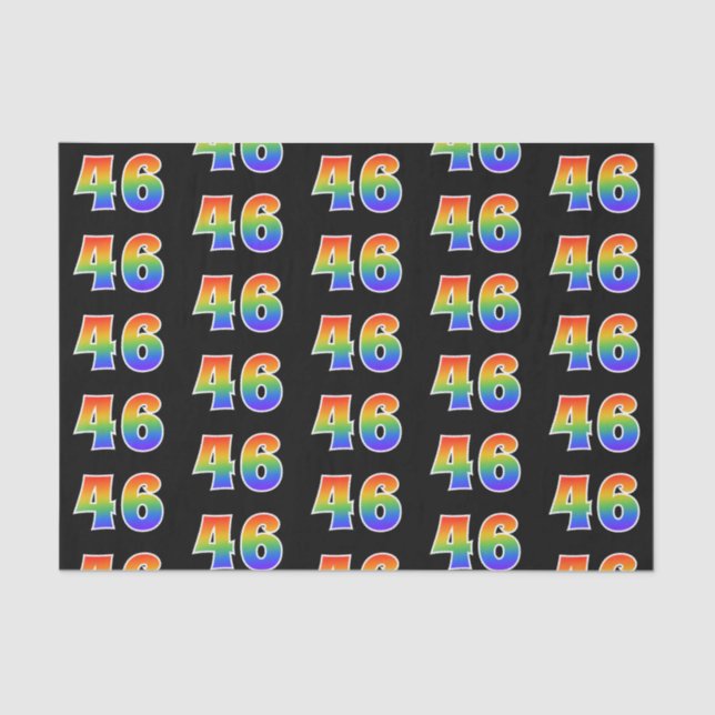 Fun Rainbow Spectrum Pattern "46" Event Number Tissue Paper (Front)