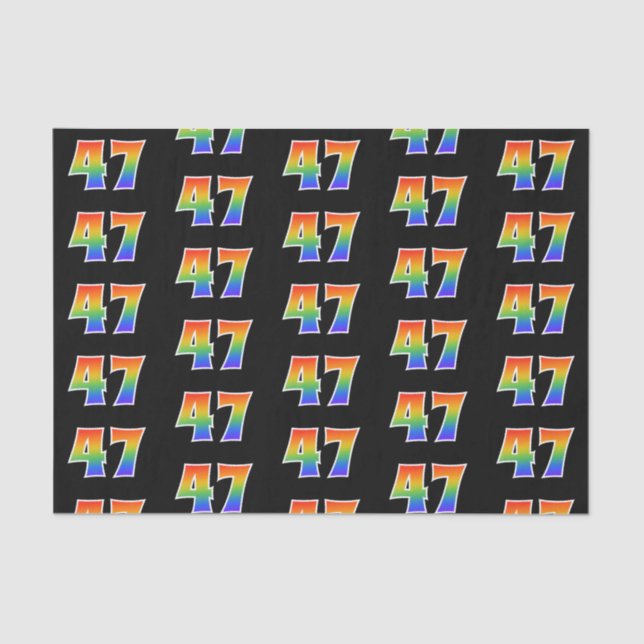 Fun Rainbow Spectrum Pattern "47" Event Number Tissue Paper (Front)