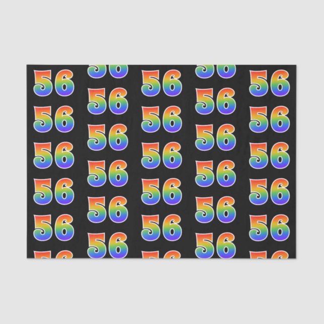 Fun Rainbow Spectrum Pattern "56" Event Number Tissue Paper (Front)