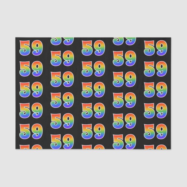 Fun Rainbow Spectrum Pattern "59" Event Number Tissue Paper (Front)