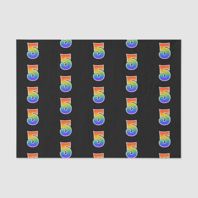 Fun Rainbow Spectrum Pattern "5" Event Number Tissue Paper (Front)