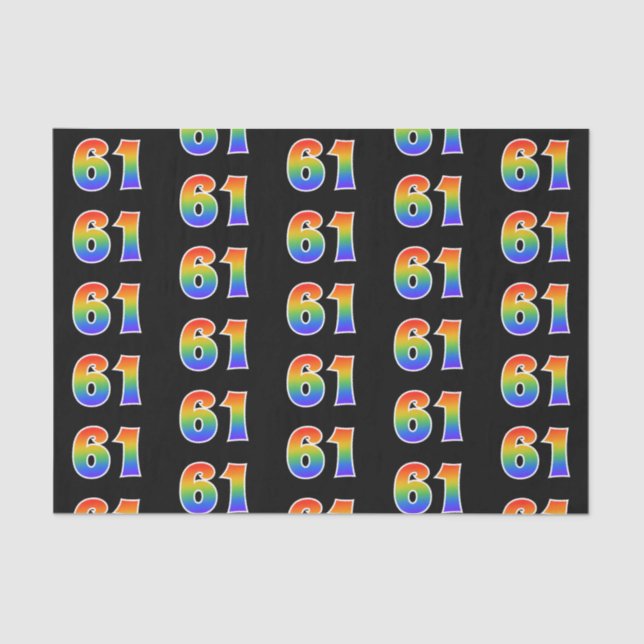 Fun Rainbow Spectrum Pattern "61" Event Number Tissue Paper (Front)