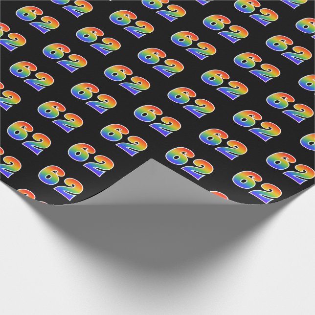 Fun Rainbow Spectrum Pattern "62" Event Number Wrapping Paper (Corner)