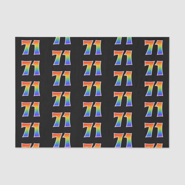Fun Rainbow Spectrum Pattern "71" Event Number Tissue Paper (Front)